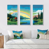 Consciousness Of The Mountains Rainbow VI - 3-Piece Canvas Wall Art