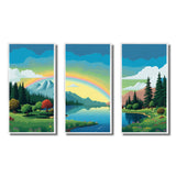 Consciousness Of The Mountains Rainbow VI - 3-Piece Canvas Wall Art
