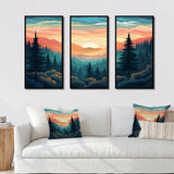 Mountain Daydreams Sunset Over Forest Trees - Split Panel Canvas Art