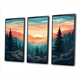 Mountain Daydreams Sunset Over Forest Trees - Split Panel Canvas Art