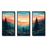 Mountain Daydreams Sunset Over Forest Trees - Split Panel Canvas Art