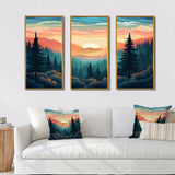 Mountain Daydreams Sunset Over Forest Trees - Split Panel Canvas Art
