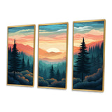 Mountain Daydreams Sunset Over Forest Trees - Split Panel Canvas Art