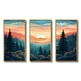 Mountain Daydreams Sunset Over Forest Trees - Split Panel Canvas Art