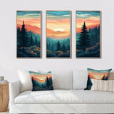 Mountain Daydreams Sunset Over Forest Trees - Split Panel Canvas Art