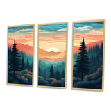 Mountain Daydreams Sunset Over Forest Trees - Split Panel Canvas Art