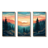 Mountain Daydreams Sunset Over Forest Trees - Split Panel Canvas Art