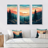 Mountain Daydreams Sunset Over Forest Trees - Split Panel Canvas Art