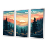 Mountain Daydreams Sunset Over Forest Trees - Split Panel Canvas Art