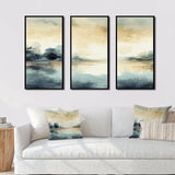 Misty Lake Tranquility Retro Watercolor I - Split Panel Canvas Art