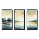Misty Lake Tranquility Retro Watercolor I - Split Panel Canvas Art