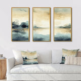 Misty Lake Tranquility Retro Watercolor I - Split Panel Canvas Art