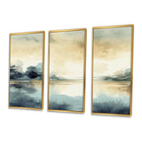 Misty Lake Tranquility Retro Watercolor I - Split Panel Canvas Art