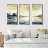 Misty Lake Tranquility Retro Watercolor I - Split Panel Canvas Art