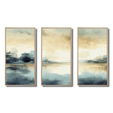 Misty Lake Tranquility Retro Watercolor I - Split Panel Canvas Art