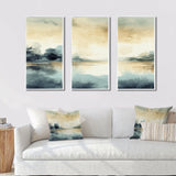 Misty Lake Tranquility Retro Watercolor I - Split Panel Canvas Art