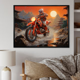 Red Dirt Bike Riding In Japanese Mountains - Bicycle Canvas Wall Art