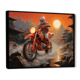Red Dirt Bike Riding In Japanese Mountains - Bicycle Canvas Wall Art