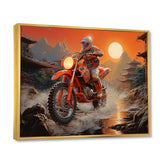 Red Dirt Bike Riding In Japanese Mountains - Bicycle Canvas Wall Art