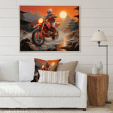 Red Dirt Bike Riding In Japanese Mountains - Bicycle Canvas Wall Art