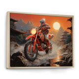 Red Dirt Bike Riding In Japanese Mountains - Bicycle Canvas Wall Art
