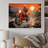 Red Dirt Bike Riding In Japanese Mountains - Bicycle Canvas Wall Art