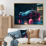 Futuristic Bugatti Sports Car - Cars Race Car Canvas Wall Art