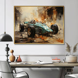 Retro Grand Prix Sports Car Illustration - Cars Race Car Canvas Wall Art