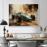 Retro Grand Prix Sports Car Illustration - Cars Race Car Canvas Wall Art