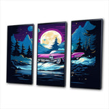 Elegant Design Of Red Vintage Car 1950s - 3-Piece Canvas Wall Art