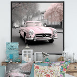 Pink Classic Mercedes Vintage Photography - Classic Cars Canvas Wall Art