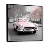 Pink Classic Mercedes Vintage Photography - Classic Cars Canvas Wall Art