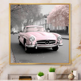Pink Classic Mercedes Vintage Photography - Classic Cars Canvas Wall Art