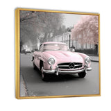 Pink Classic Mercedes Vintage Photography - Classic Cars Canvas Wall Art