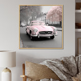 Pink Classic Mercedes Vintage Photography - Classic Cars Canvas Wall Art