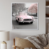 Pink Classic Mercedes Vintage Photography - Classic Cars Canvas Wall Art