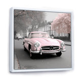 Pink Classic Mercedes Vintage Photography - Classic Cars Canvas Wall Art