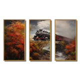 Steamtrain Crossing Autumn Bridge Painting - Multi-Panels