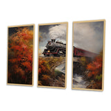 Steamtrain Crossing Autumn Bridge Painting - Multi-Panels