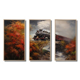 Steamtrain Crossing Autumn Bridge Painting - Multi-Panels