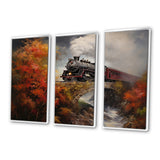 Steamtrain Crossing Autumn Bridge Painting - Multi-Panels