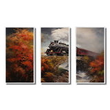 Steamtrain Crossing Autumn Bridge Painting - Multi-Panels