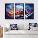 Steamtrain Travelling In Winter Snow Painting I - Multi-Panels