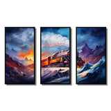 Steamtrain Travelling In Winter Snow Painting I - Multi-Panels