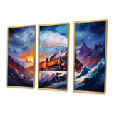 Steamtrain Travelling In Winter Snow Painting I - Multi-Panels