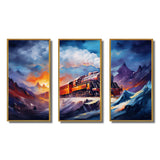 Steamtrain Travelling In Winter Snow Painting I - Multi-Panels