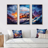 Steamtrain Travelling In Winter Snow Painting I - Multi-Panels