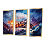 Steamtrain Travelling In Winter Snow Painting I - Multi-Panels