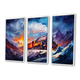 Steamtrain Travelling In Winter Snow Painting I - Multi-Panels