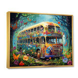 Magic Hippie Bus In The Flower Forest - Car Van Canvas Wall Art